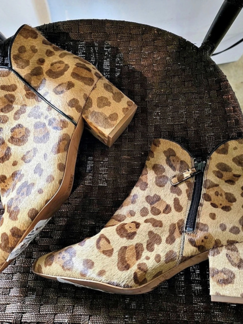 Cole Haan Leopard Print Heeled Ankle Boots US 9